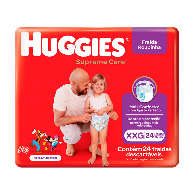 Fralda Descartável Huggies Veste Fácil Supreme Mega XXG 24un