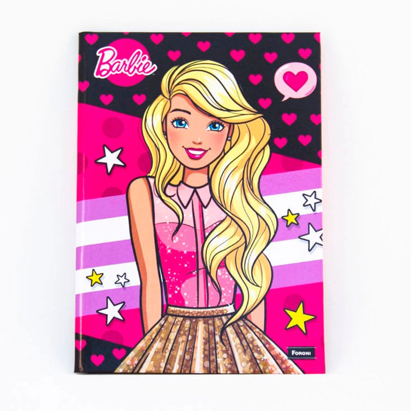 Caderono Brochura 1/4 Capa Dura Barbie Foroni 48 Folhas