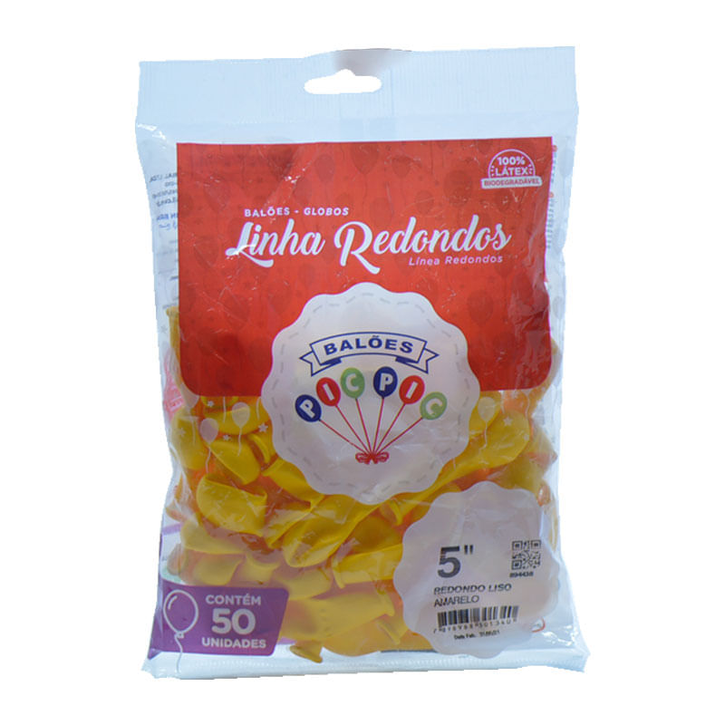 Balão Pic Pic 5” Redondo Amarelo 50un