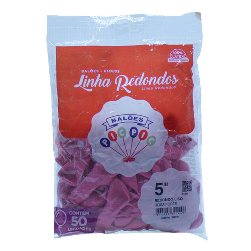 Balão Pic Pic 5” Redondo Rosa Forte 50un