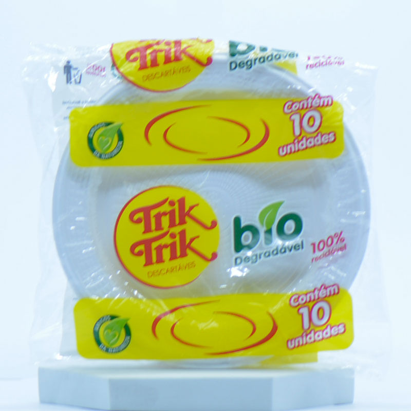 Prato Biodegradável Trik Trik 18cm Branco 10un