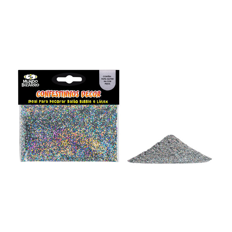 Confestinhos Mundo Bizarro Decor Glitter Prata 1un