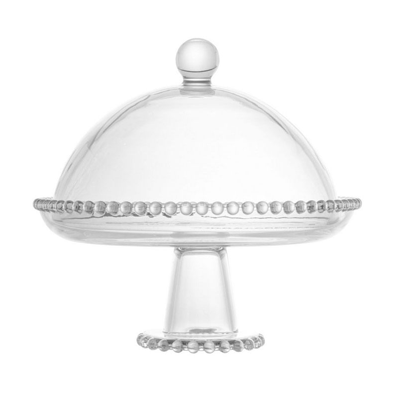 Prato Cristal com Pé e Tampa Pearl 20X18cm