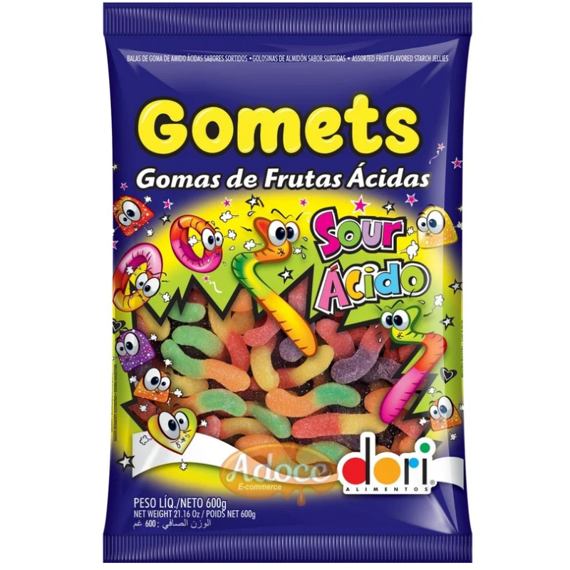 Goma Gomets Dori Minhocas Frutas 600g