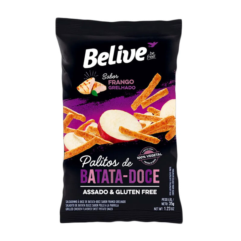 Palitos de Batata Doce Believe Frango Grelhado 35g