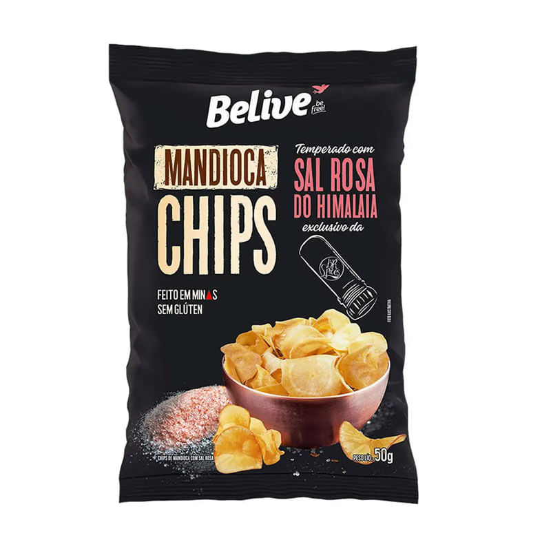 Mandioca Chips Belive Sal Rosa do Himalaia 50g