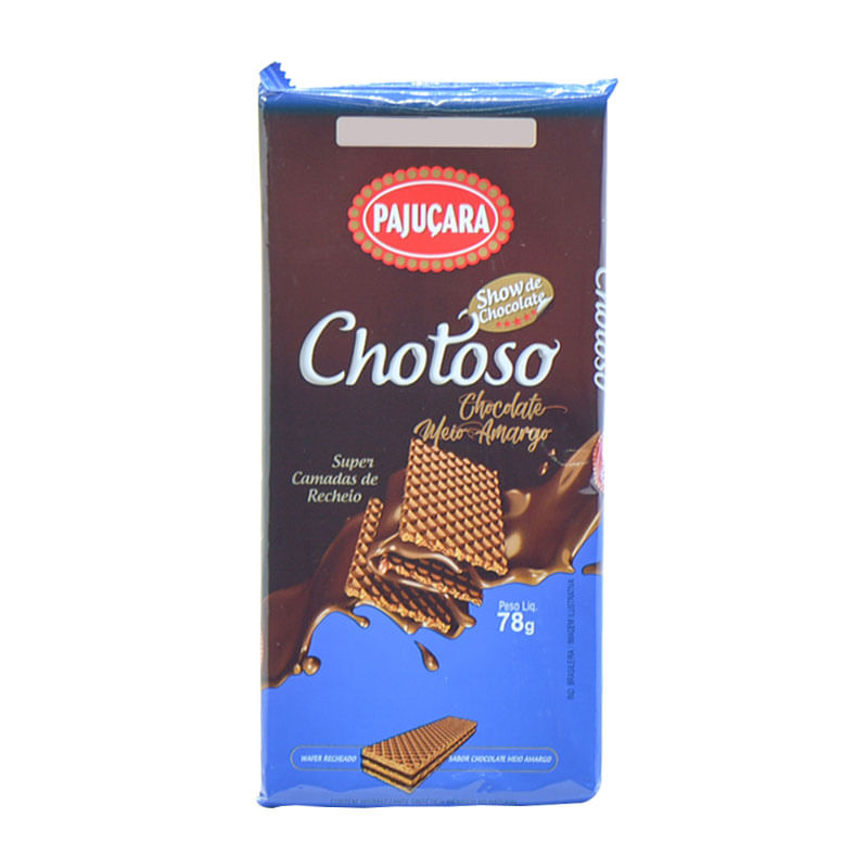 Biscoito Wafer Pajuçara Chocolate Meio Amargo 78g