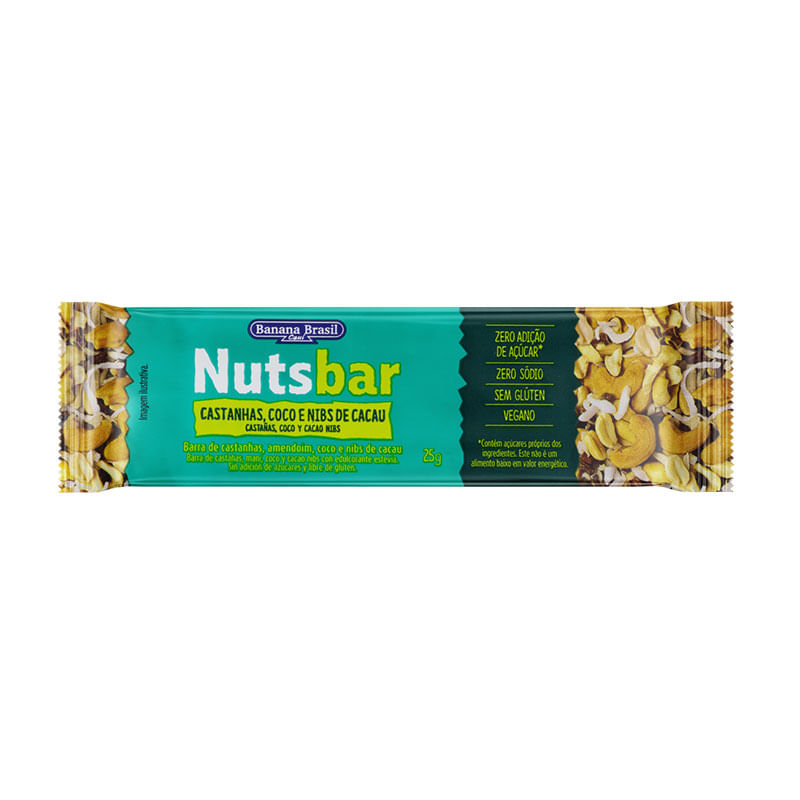 Nuts Bar Banana Brasil Castanha Coco Nibs 25g