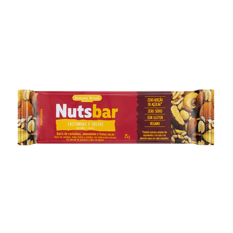 Nuts Bar Banana Brasil Castanha e Frutas 25g