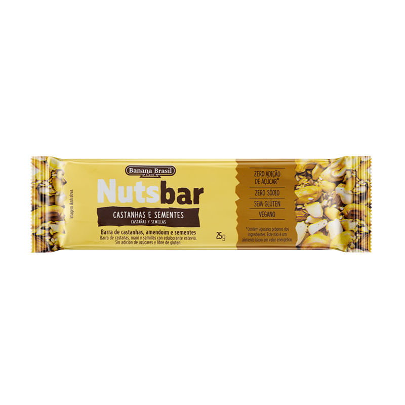 Nuts Bar Banana Brasil Castanha e Sementes 25g