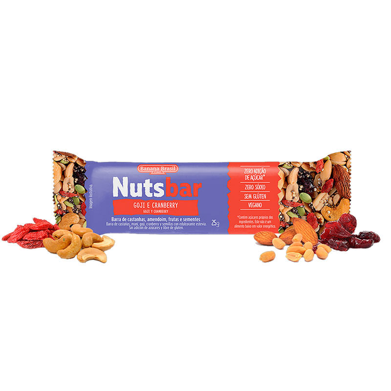 Nuts Bar Banana Brasil Castanha e Sementes 25g