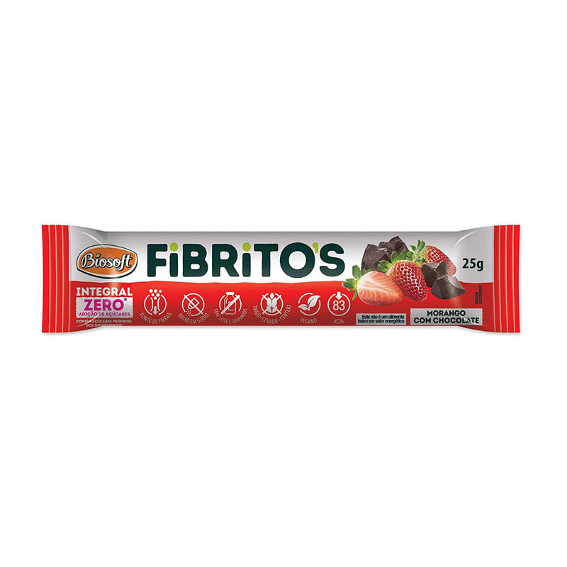 Barra Biosoft Fibrito Zero Morango 25g