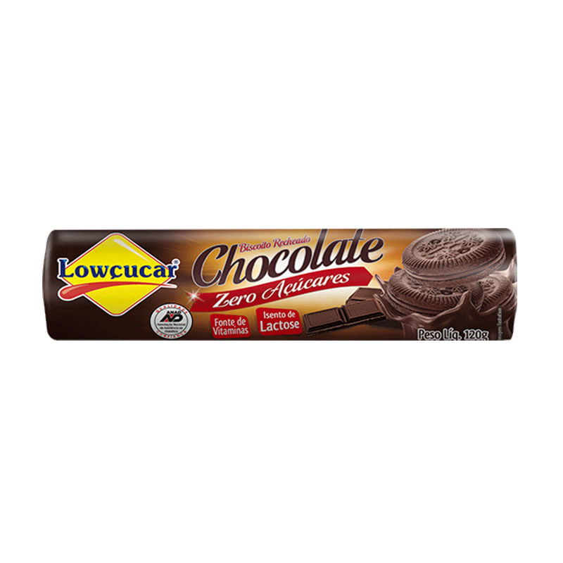 Biscoito Rechado Lowçucar Chocolate 120g