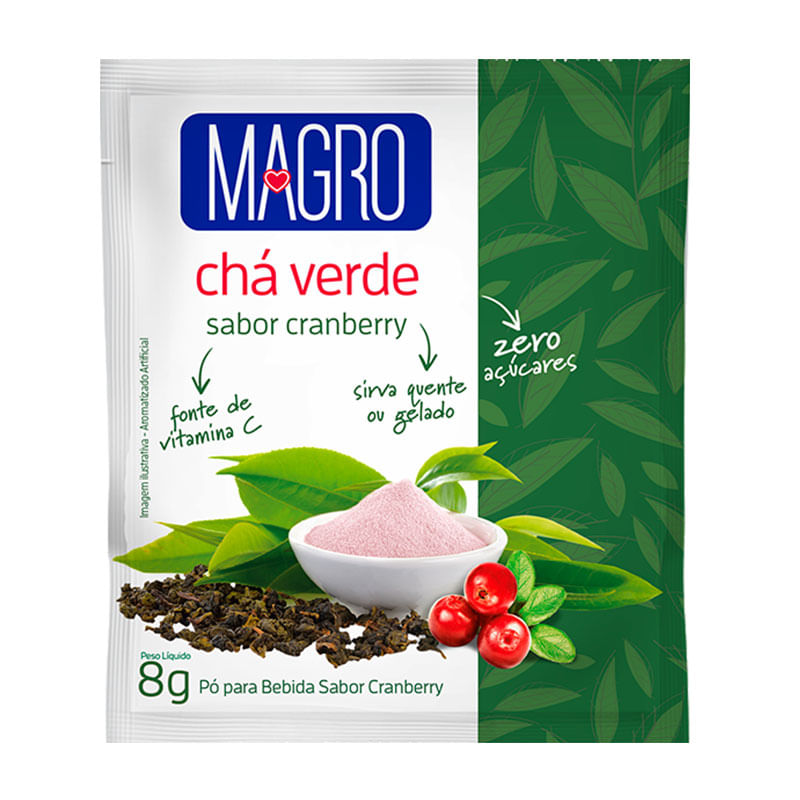 Chá Verde em Pó Lowçucar Magro Cranberry 8g