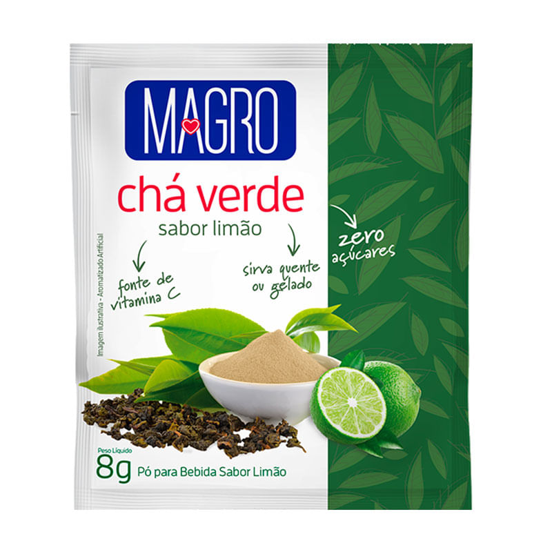 Chá Verde em Pó Lowçucar Magro Limão 8g