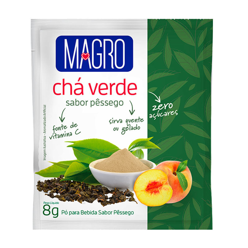 Chá Verde em Pó Magro Pêssego 8g