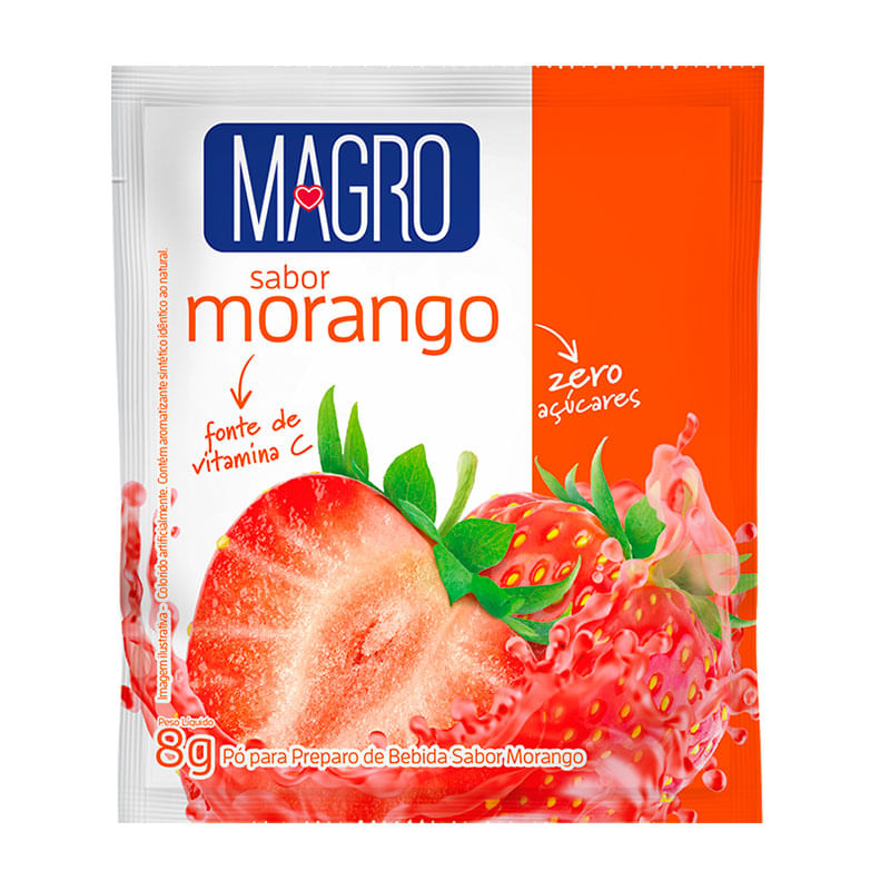 Refresco em Pó Magro Morango 8g