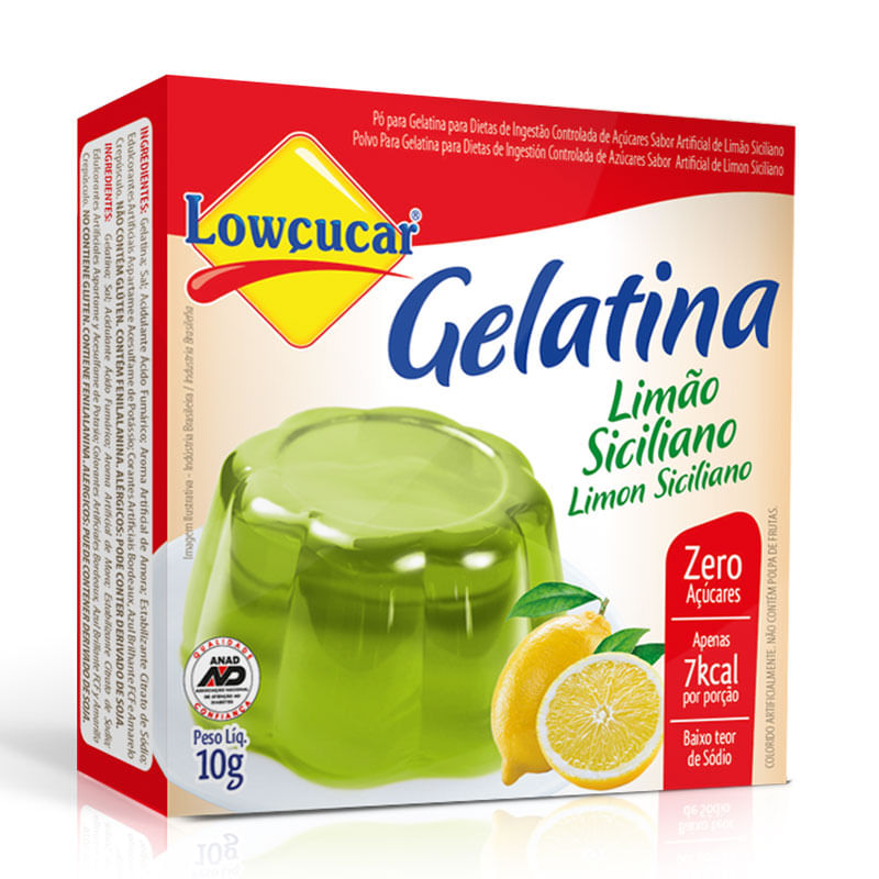 Gelatina Lowçucar Plus Estevia Limão 10g