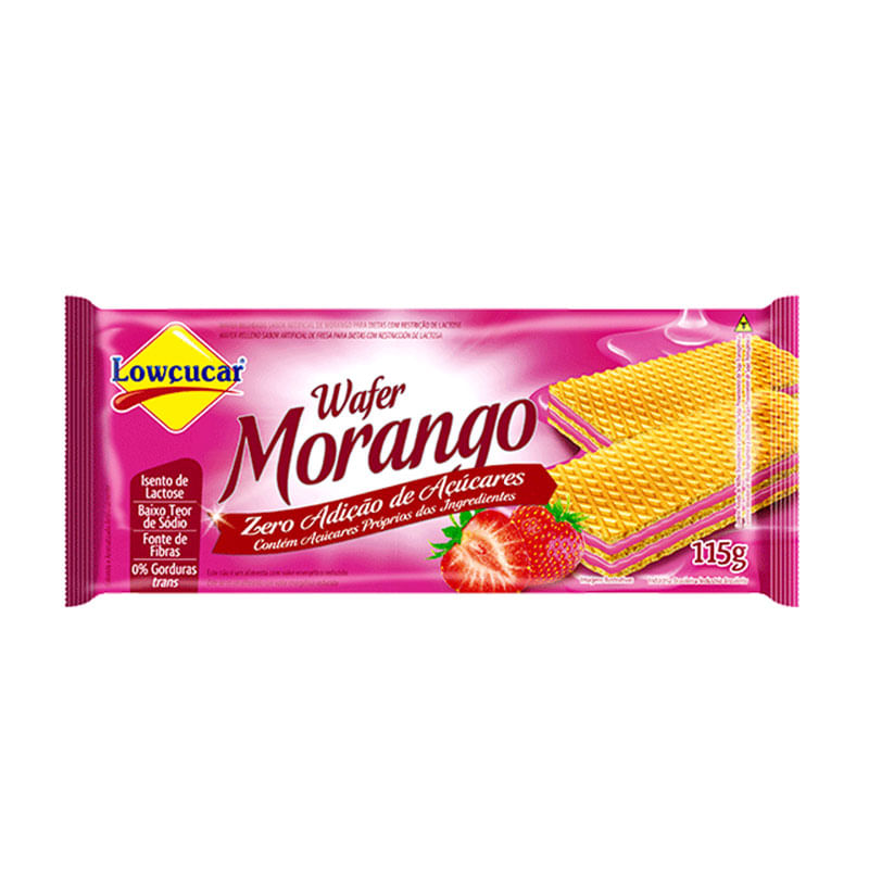 Biscoito Wafer Lowçucar Zero Açúcar Morango 115g