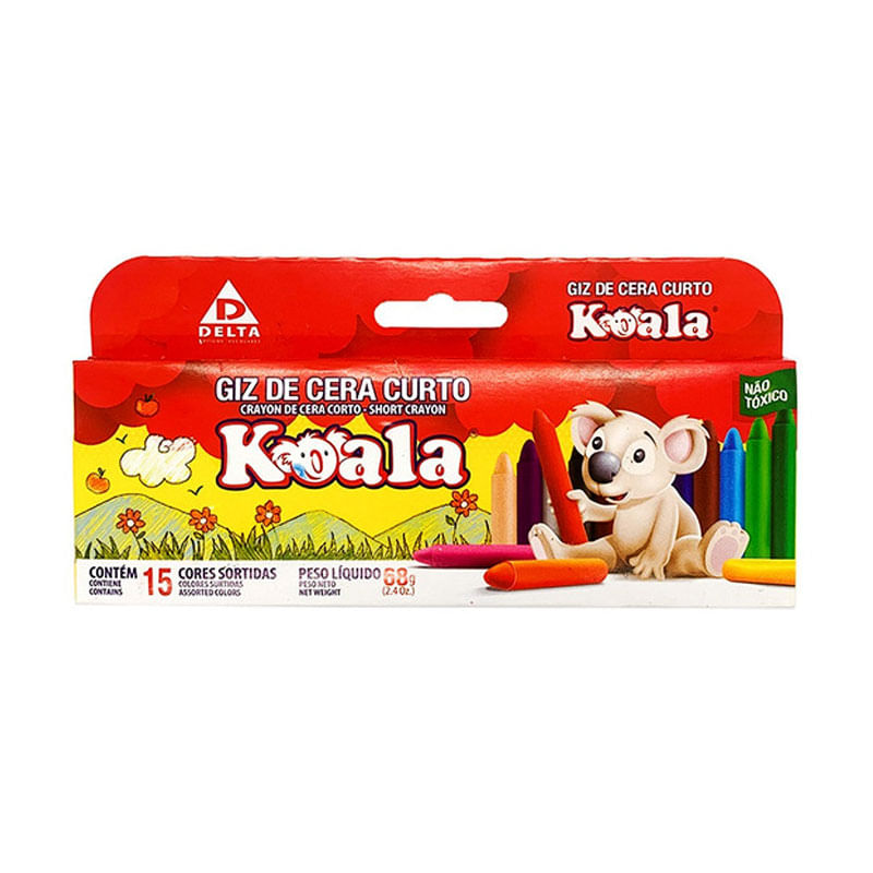 Giz De Cera Curto 68g Koala Delta 15 Cores