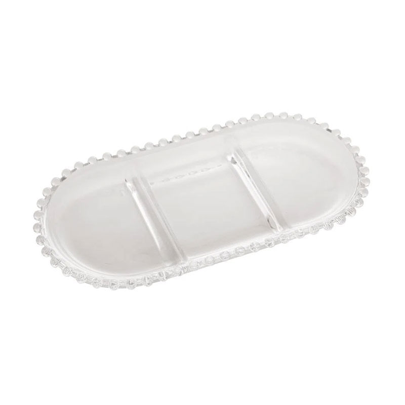 Petisqueira Cristal 3 Divisória Oval  30X15X2cm