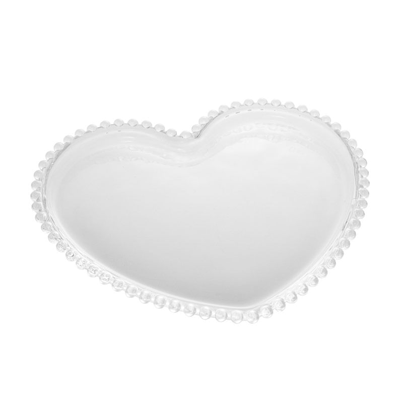 Prato Cristal Coração Pearl 20X17X2cm