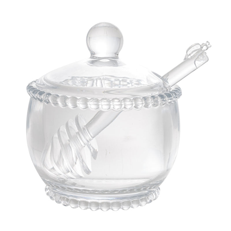 Meleira Cristal com Colher Pearl 10X8X7cm