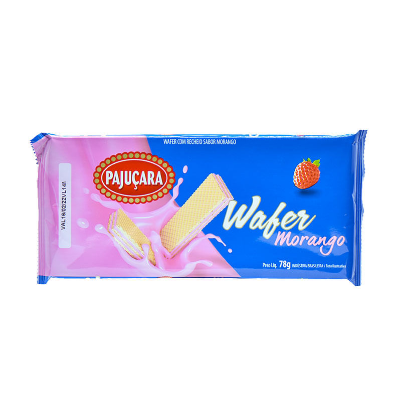 Biscoito Wafer Pajuçara Morango 78g