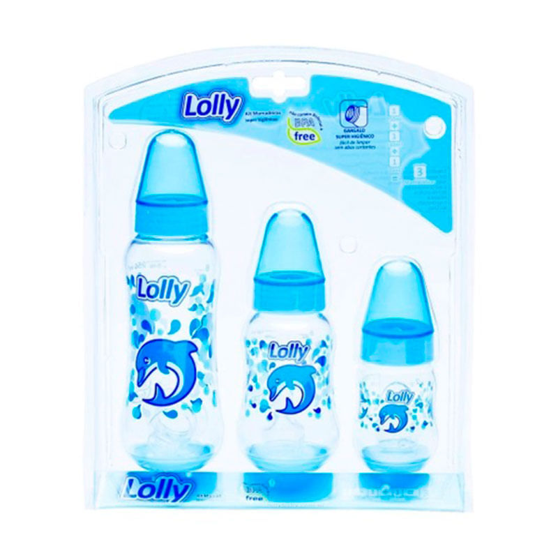 Kit Lolly Mamadeira Oceano Sil Azul 1X3un