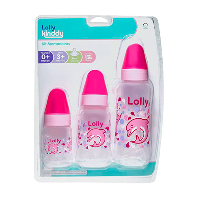 Kit Lolly Mamadeira Oceano Sil Rosa 1X3un