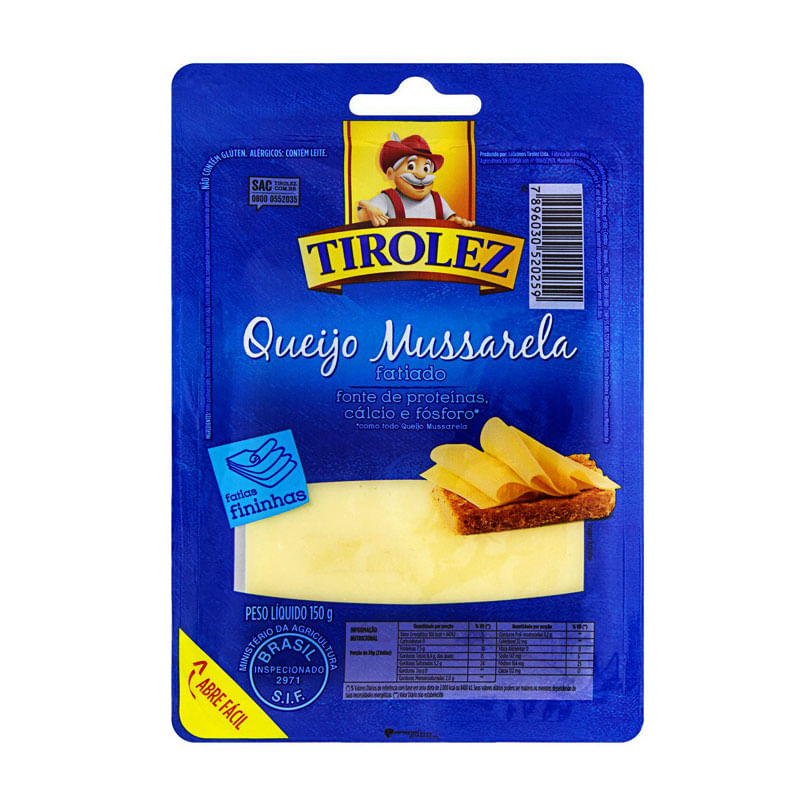Queijo Mussarela Tirolez Fatiado 150g