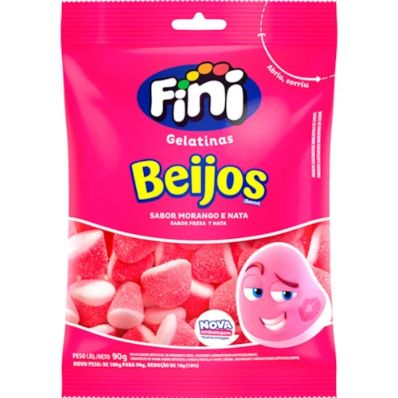 Bala Gelatina Fini 100g Beijos de Morango