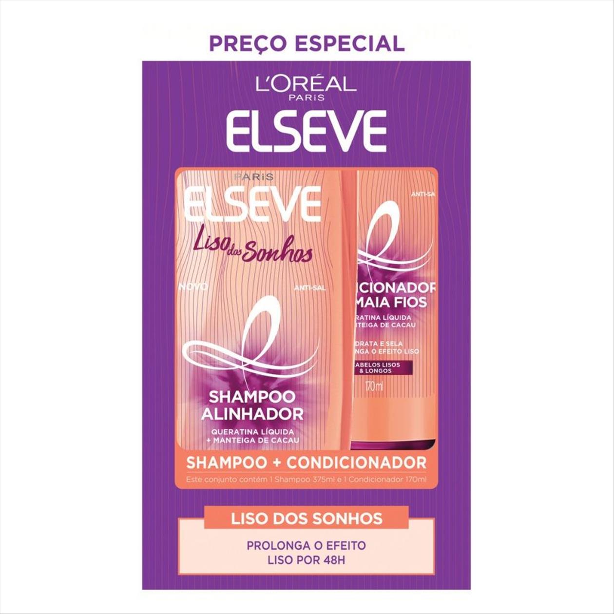 Shampoo 375ml+Condicionador 170lm  Elseve Liso dos Sonhos