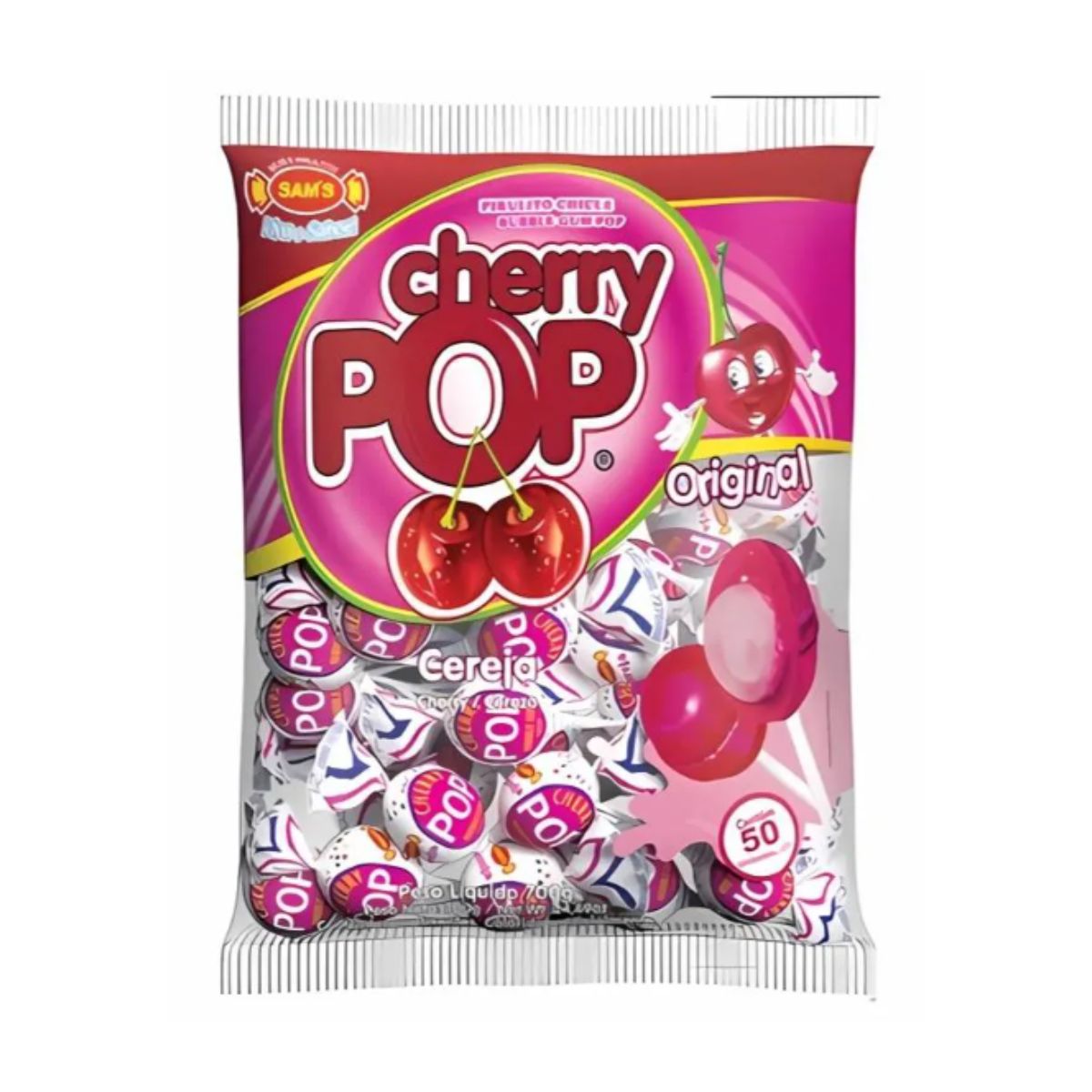 Pirulito Cherry Pop Sams Cereja 50un