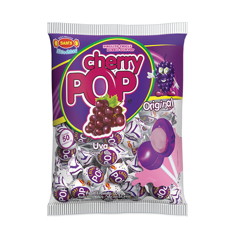 Pirulito Cherry Pop Sams Uva 50un