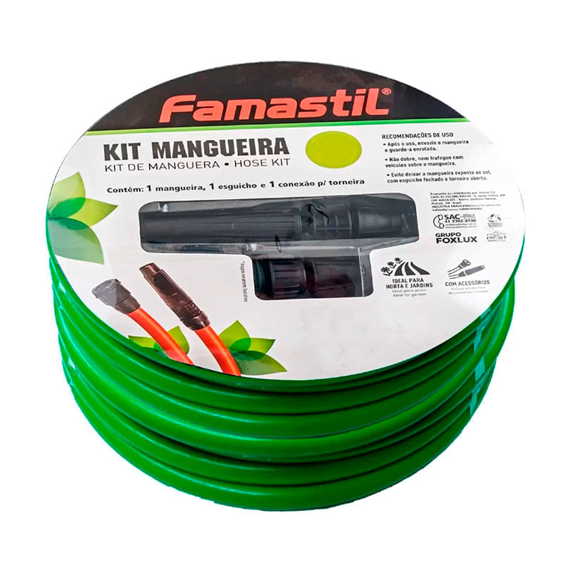 Kit Mangueira Lisa Jardim Foxlux 10m Verde