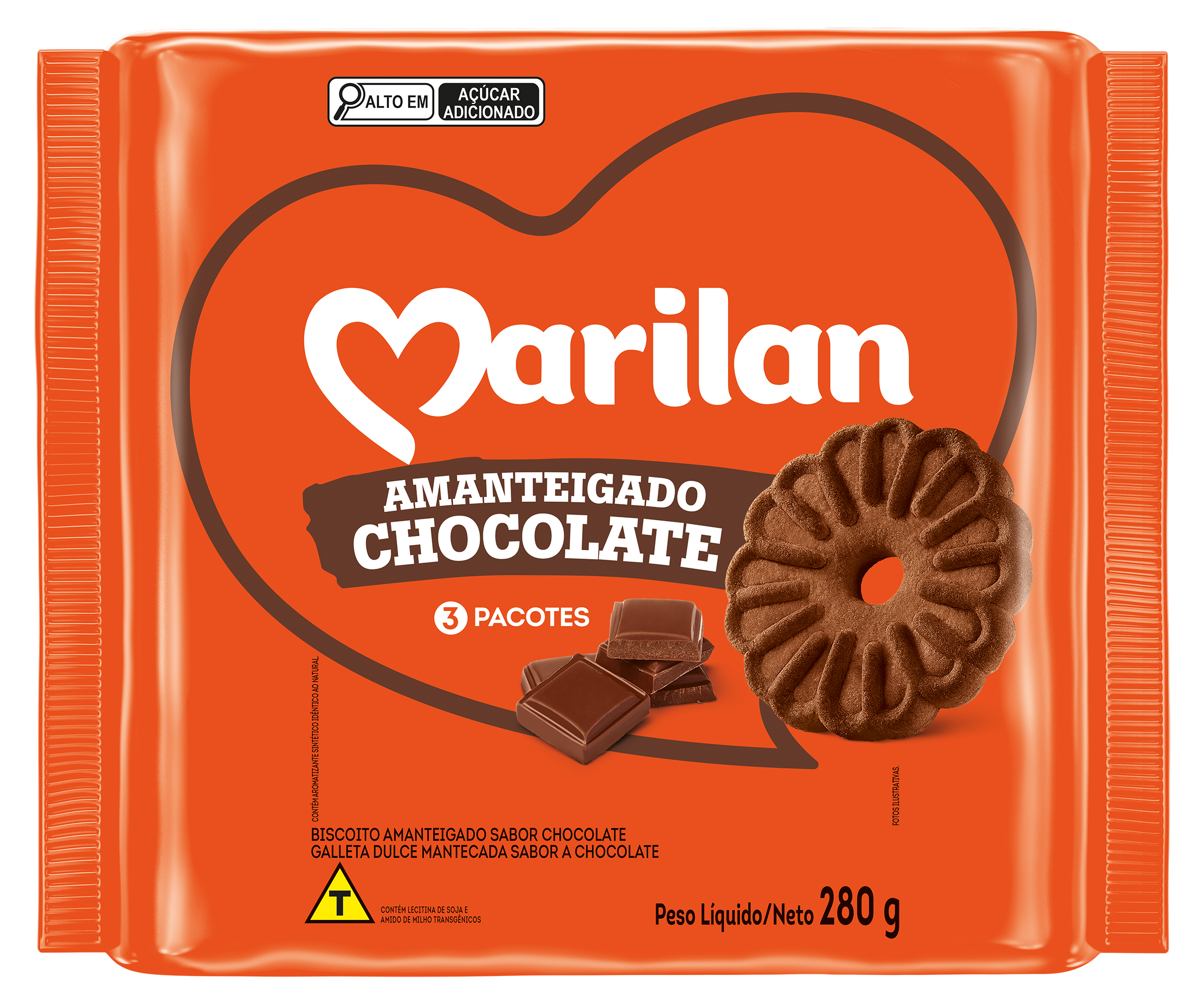 BISCOITO AMANTEIGADO MARILAN 280G CHOCOLATE