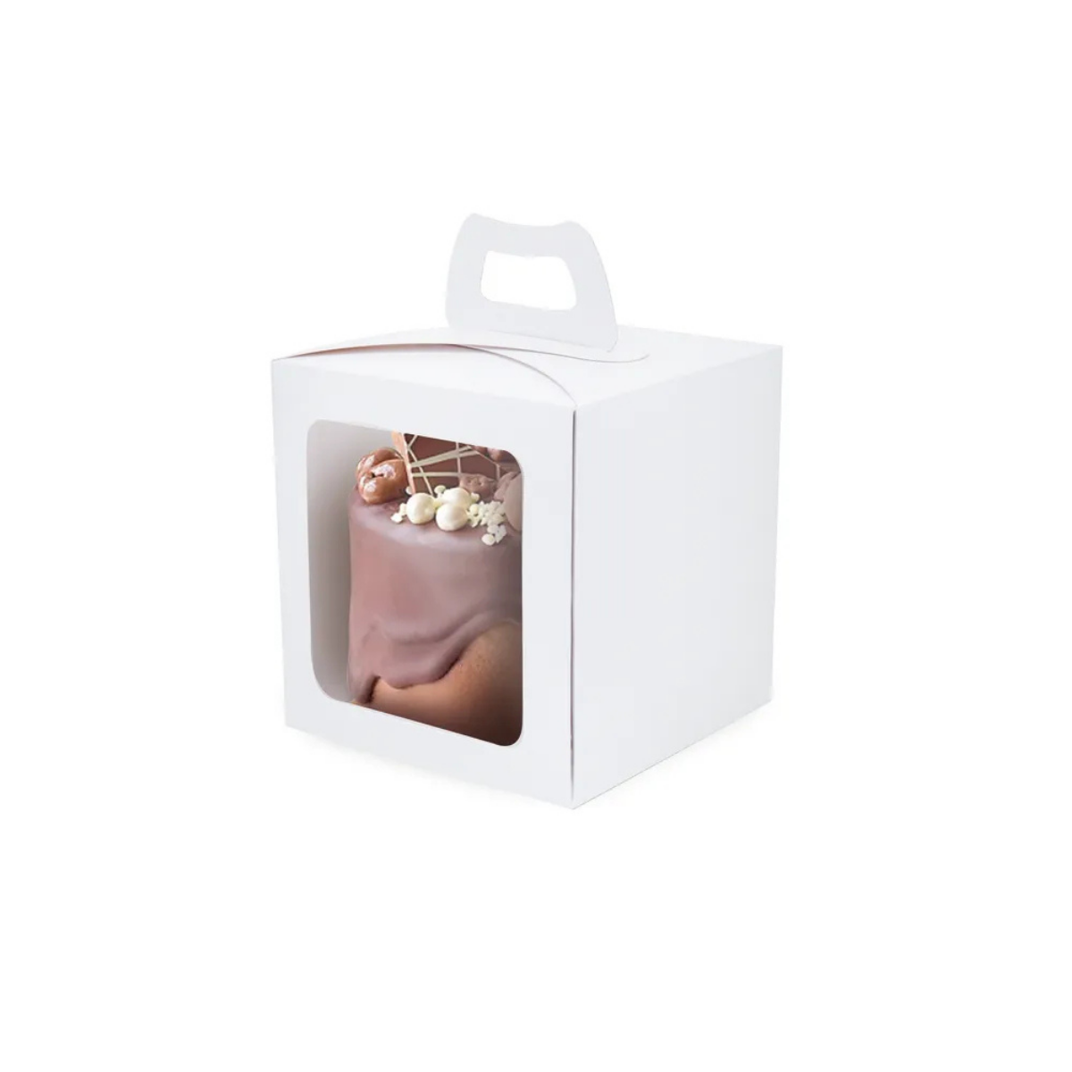 CX PARA MINI BOLOS C/VISOR BRANCO 20X20