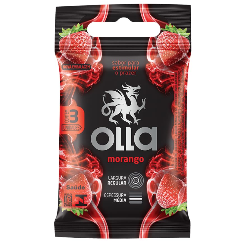 Preservativo Olla Morango C/3 Unidades