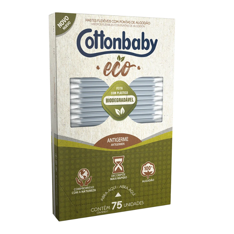 Haste Flexível Cottonbaby Ecológica 75 unid.