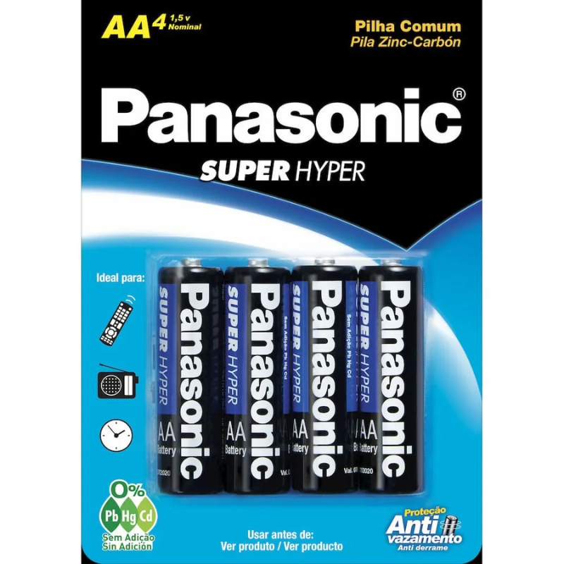 PILHA PANASONIC SUPER HYPER AA COM 4 UNIDADES