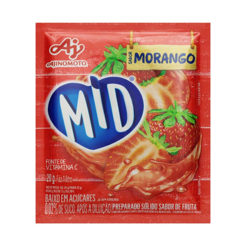 Refresco em Pó Mid Morango 20g