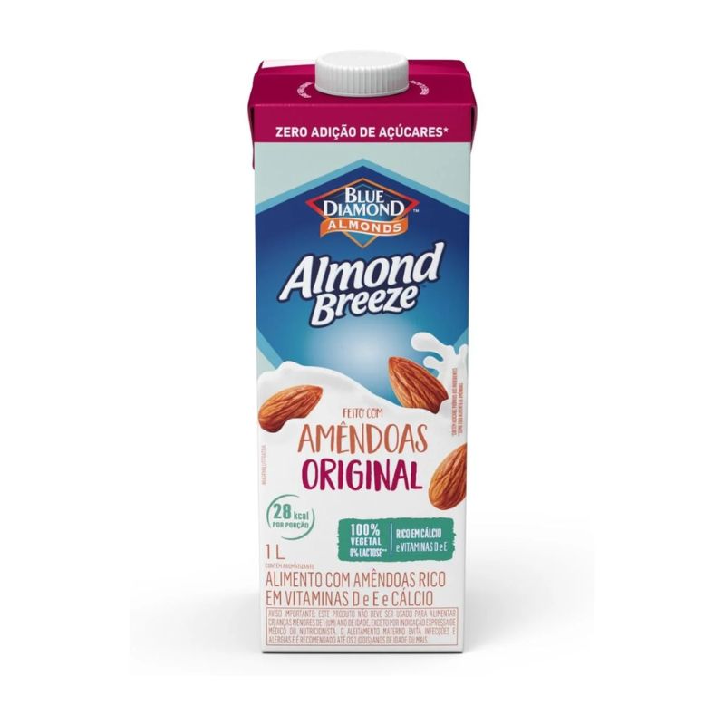 LEITE DE AMENDOAS ALMOND BREEZE ORIGINAL ZERO AÇUCAR 1L