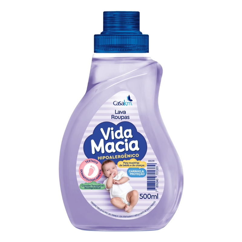 Lava Roupa Líquido Hipoalergênico Vida Macia 500ml