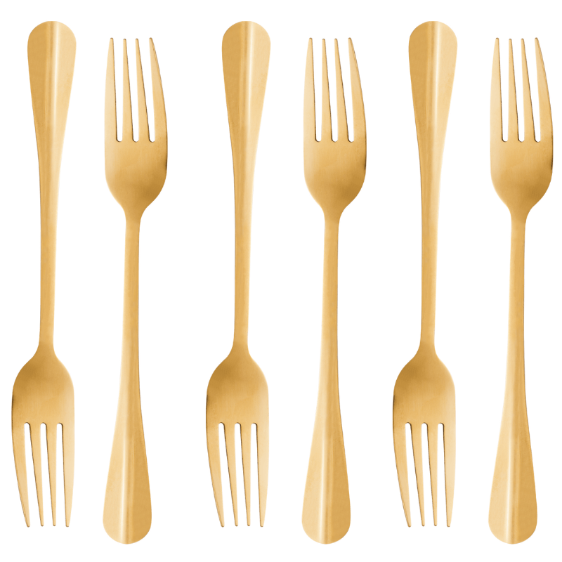 Conjunto de 6 Garfos Inox Dourado 20cm 