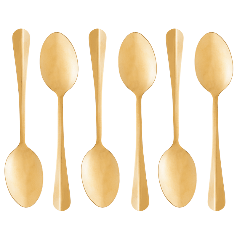 Conjunto Com 6 Colheres Inox Dourado 20cm 