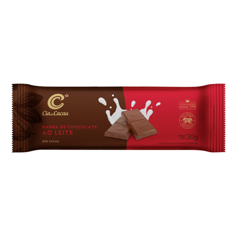 BARRA DE CHOCOLATE AO LEITE CIA DO CACAU 20G