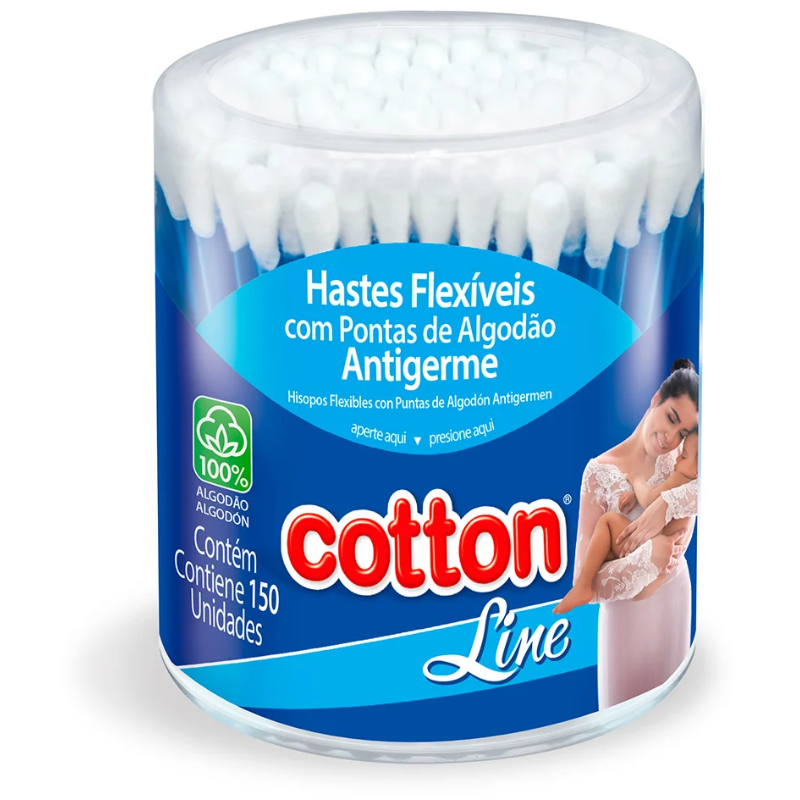 Hastes Flexíveis Cotton Line Flip 150 Unidades