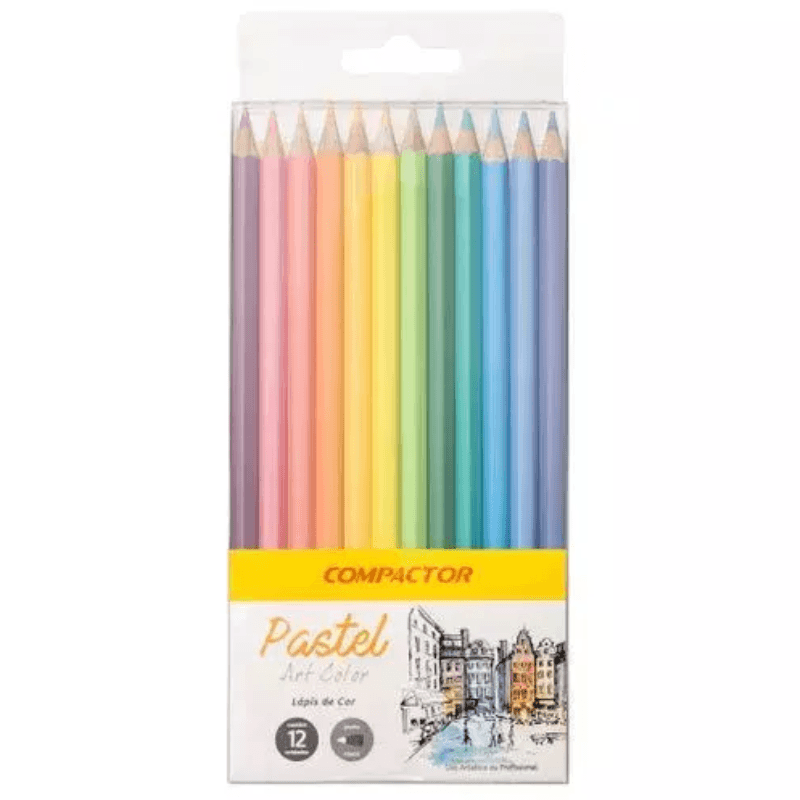 Lápis de Cor Compactor  Pastel 12 Unidades 