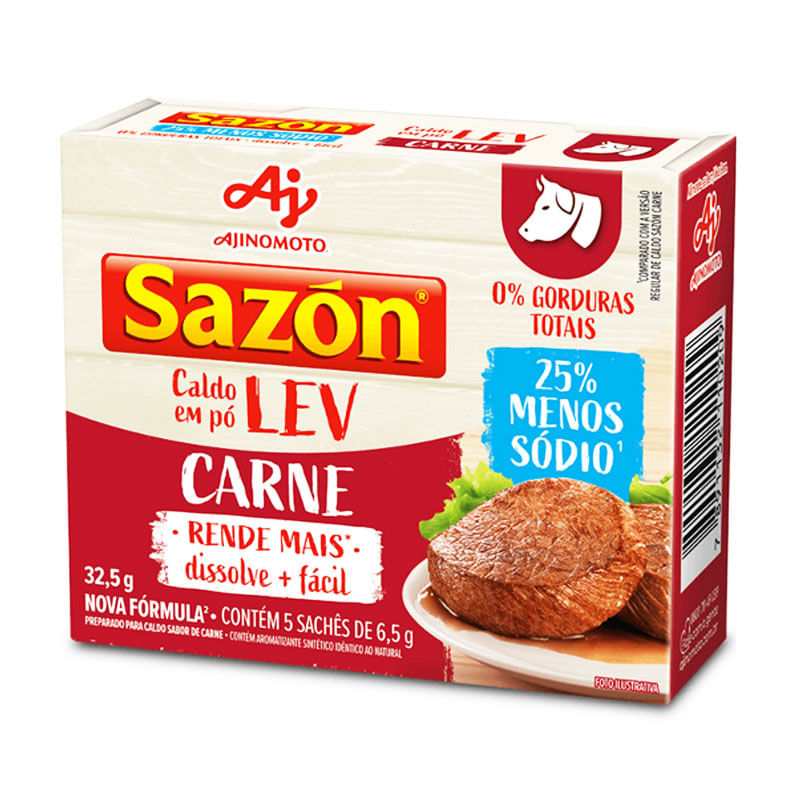 Caldo em Pó Sazon Lev Carne 32,5g